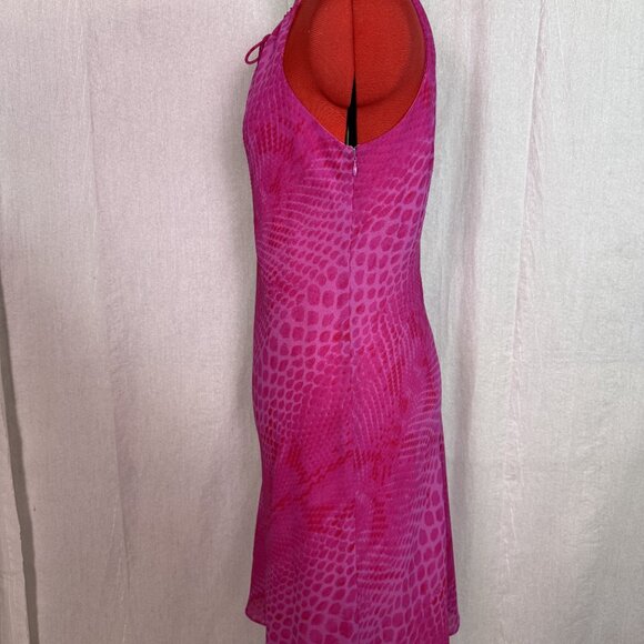 EXPRESS LAYERED Pink MINI SUMMER CHIFFON Batwing DRESS SIZE 7 / 8 Snake E428 - Picture 3 of 10